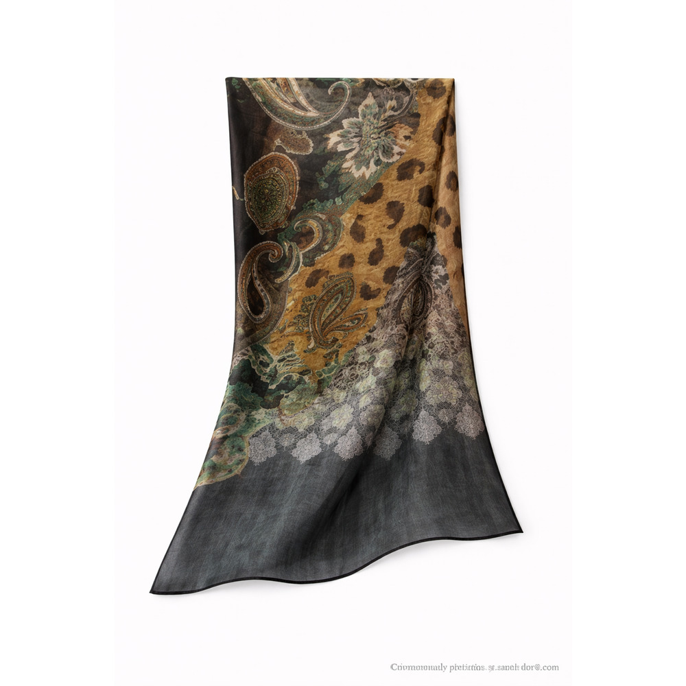 Paisley Geometric Sheer Scarf Multicolor Rectangular 48x13